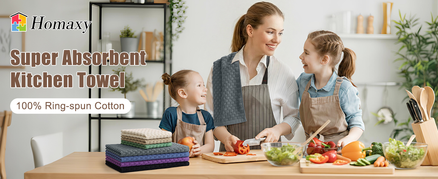 Homaxy 100% Cotton Terry Kitchen Towels(15