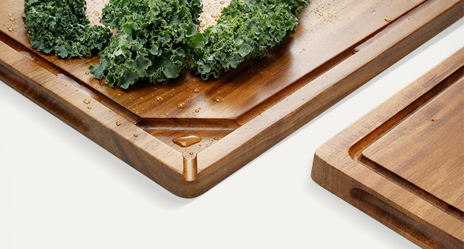 Kikcoin Wood Cutting Boards for Kitchen, 3 PCS Wooden Cutting Board Set with Holder, Chopping Board with Built-In Compartments and Juice Groove, Solid Charcuterie Board Serving Tray Wood Butcher Block