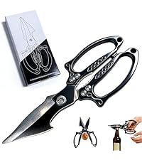 Multifunctional Heavy-Duty Kitchen Shears,Kitchen Shears for Cutting Chicken,Kitchen Scissors for Food, Japanese High-Carbon Steel Culinary Shears,for Chicken,Bone Cutting,Christmas Gifts(Silver)