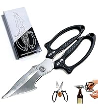 Multifunctional Heavy-Duty Kitchen Shears,Kitchen Shears for Cutting Chicken,Kitchen Scissors for Food, Japanese High-Carbon Steel Culinary Shears,for Chicken,Bone Cutting,Christmas Gifts(Silver)