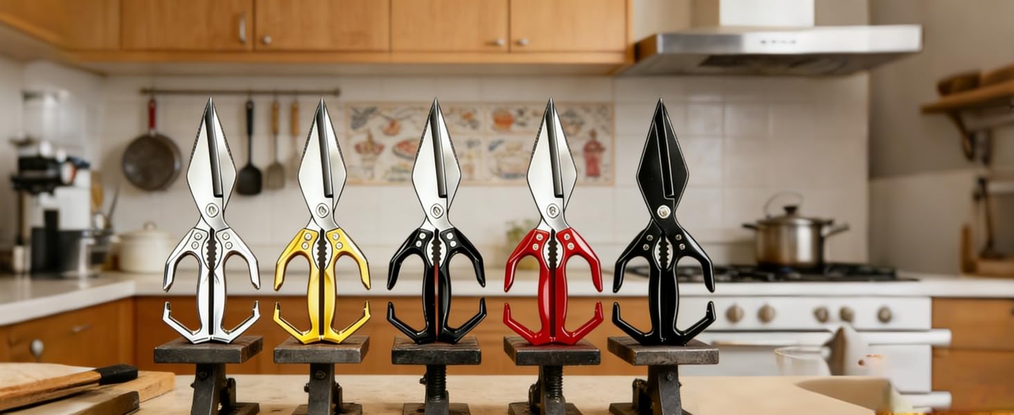 Multifunctional Heavy-Duty Kitchen Shears,Kitchen Shears for Cutting Chicken,Kitchen Scissors for Food, Japanese High-Carbon Steel Culinary Shears,for Chicken,Bone Cutting,Christmas Gifts(Silver)