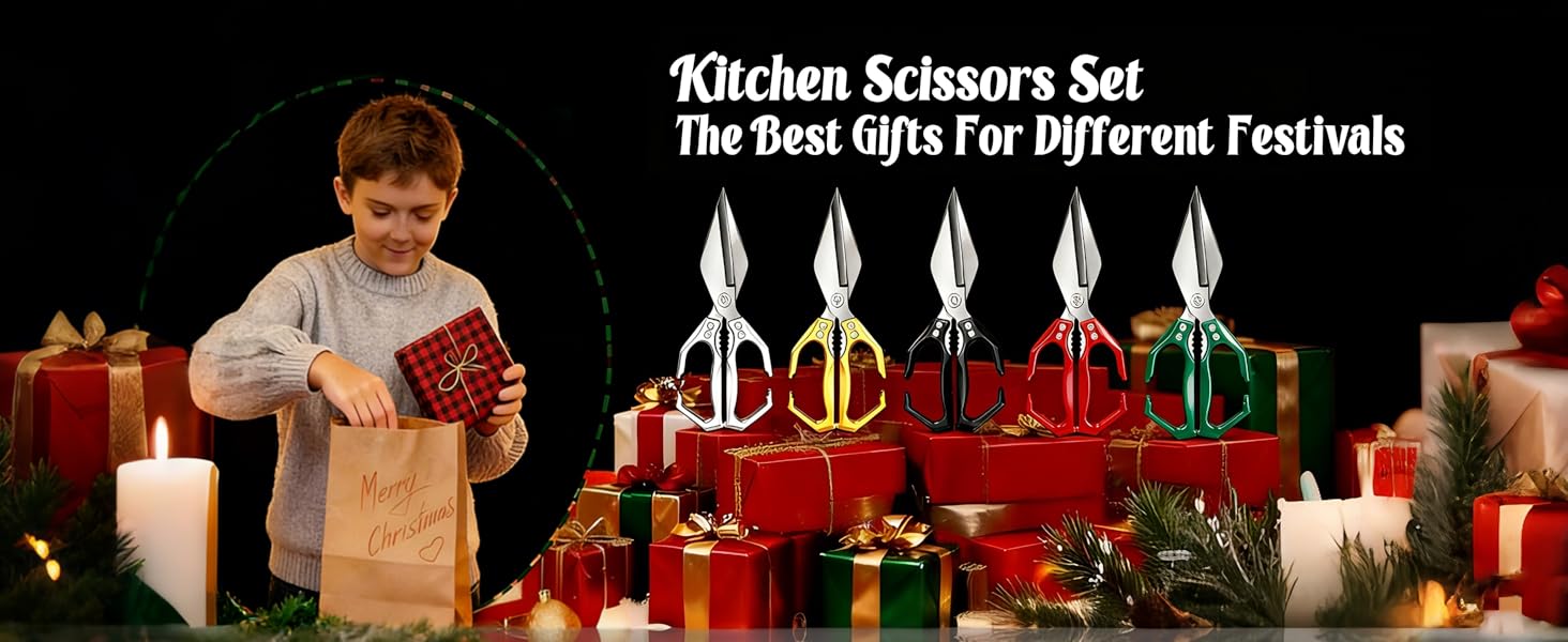 Multifunctional Heavy-Duty Kitchen Shears,Kitchen Shears for Cutting Chicken,Kitchen Scissors for Food, Japanese High-Carbon Steel Culinary Shears,for Chicken,Bone Cutting,Christmas Gifts(Silver)