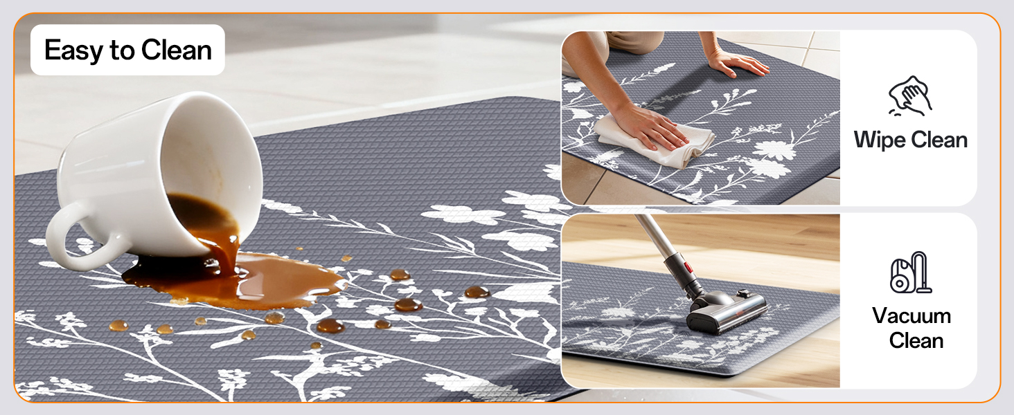 Kitchen Mats for Floor, Kitchen Rugs Sets of 2, Cushioned Anti Fatigue Mats for Kitchen Floor, Non-Slip Kitchen Decor, Water Resistant Kitchen Rug for Home, Kitchen, 17.3