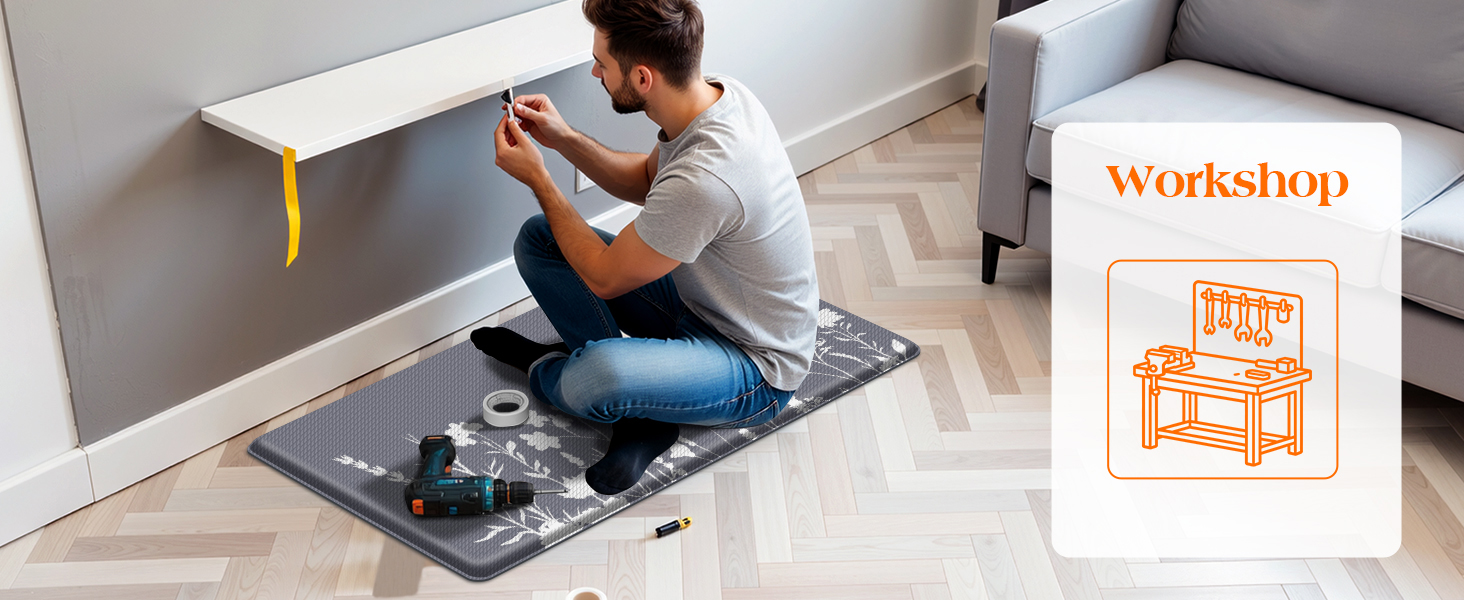 Kitchen Mats for Floor, Kitchen Rugs Sets of 2, Cushioned Anti Fatigue Mats for Kitchen Floor, Non-Slip Kitchen Decor, Water Resistant Kitchen Rug for Home, Kitchen, 17.3