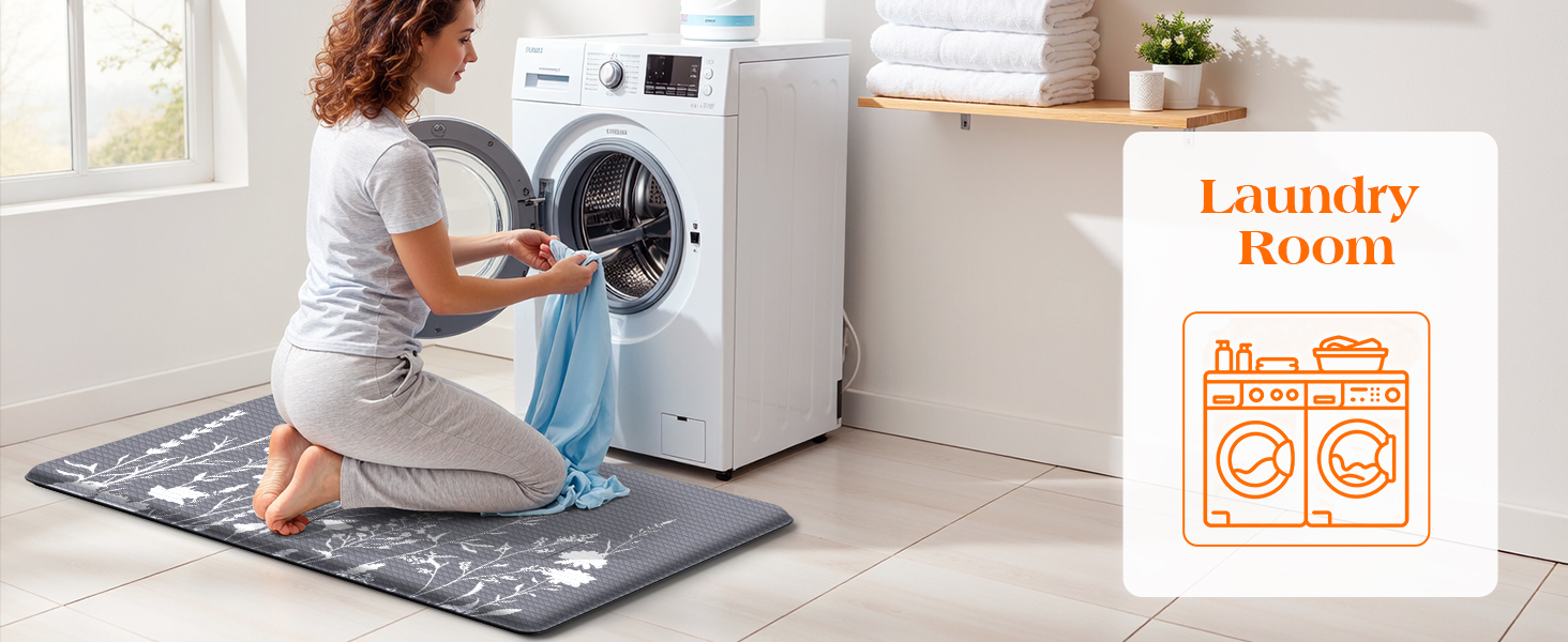 Kitchen Mats for Floor, Kitchen Rugs Sets of 2, Cushioned Anti Fatigue Mats for Kitchen Floor, Non-Slip Kitchen Decor, Water Resistant Kitchen Rug for Home, Kitchen, 17.3