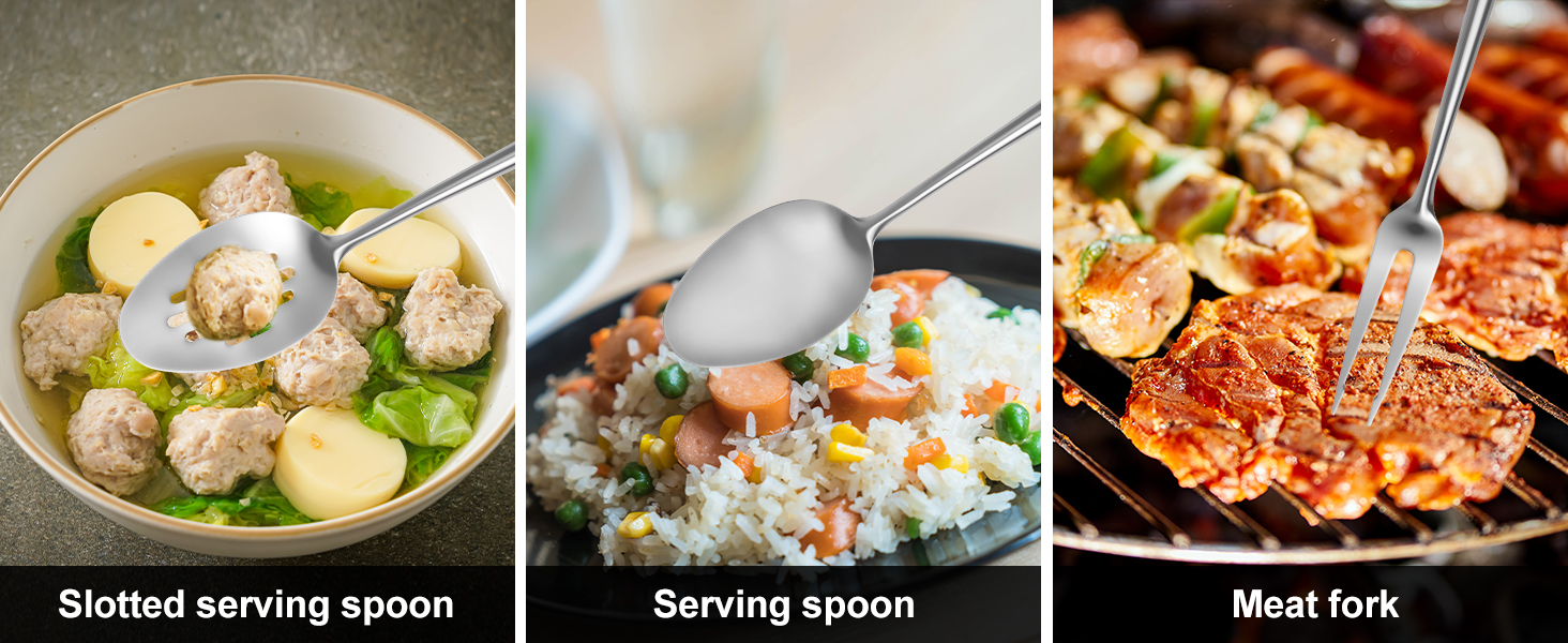 18/10 Stainless Steel Cooking Utensils Set,9 Pcs Professional All Metal Stainless Steel Kitchen Utensils Set with Wok Spatula,Soup Ladle,Skimmer,Slotted Spatula Turner, Large Spoon(Dishwasher Safe)