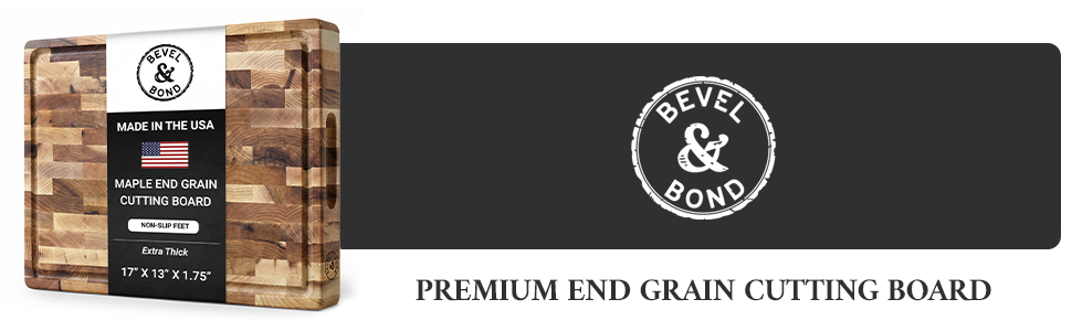 Maple End-Grain Cutting Board – Made in USA – 17” x 13” x 1.75” Thick Butcher Block – Juice Groove, Non-Slip Feet – Food-Safe Mineral Oil Finish – Premium Gift Box