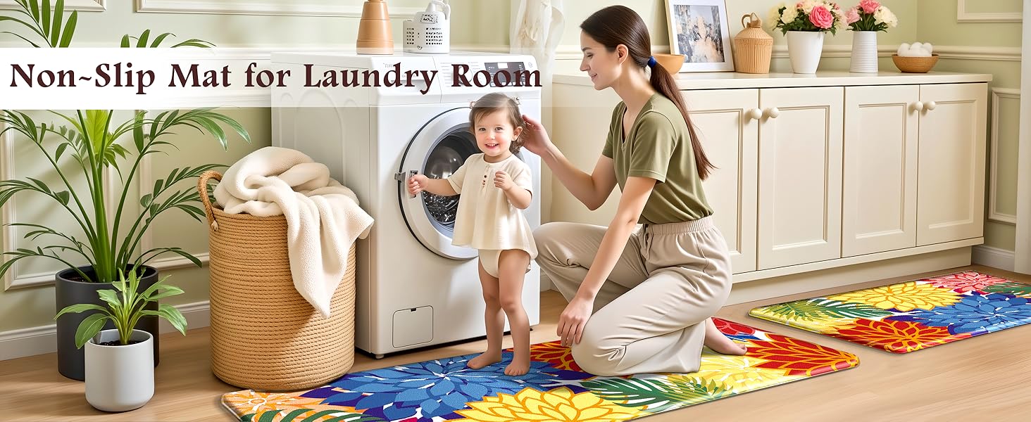 Kitchen Mats for Floor 2PCS Cushioned Anti Fatigue Kitchen Mats Waterproof Non Slip Kitchen Mat Rug Set Comfort Foam Standing Mat for Sink, Laundry, Office,17.3