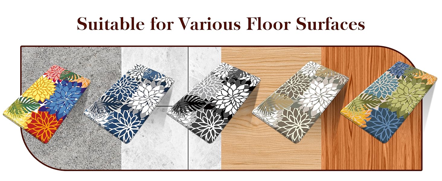 Kitchen Mats for Floor 2PCS Cushioned Anti Fatigue Kitchen Mats Waterproof Non Slip Kitchen Mat Rug Set Comfort Foam Standing Mat for Sink, Laundry, Office,17.3