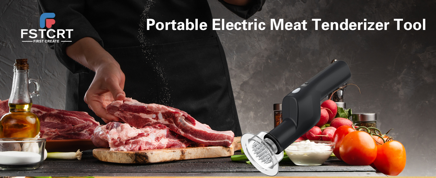 Electric Meat Tenderizer, Handheld Cordless Electric Heavy Duty Meat Tenderizer Hammer, 37 Stainless Steel Sharp Needles Kitchen Tenderizer for Steak, Beef, Chicken Chops, Pork Chops