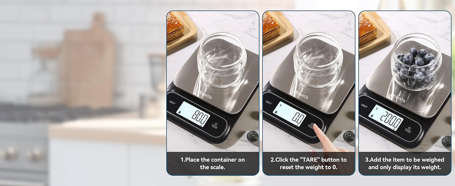 BOMATA Waterproof IPX6 Kitchen Scale, 0.1 g/0.01 oz High Precision, 5 kg/11 lbs, Digital Scale with Backlight, Stainless Steel Weighing Platform, for Food, Cooking, Baking, Weight Loss.. B619, Grey