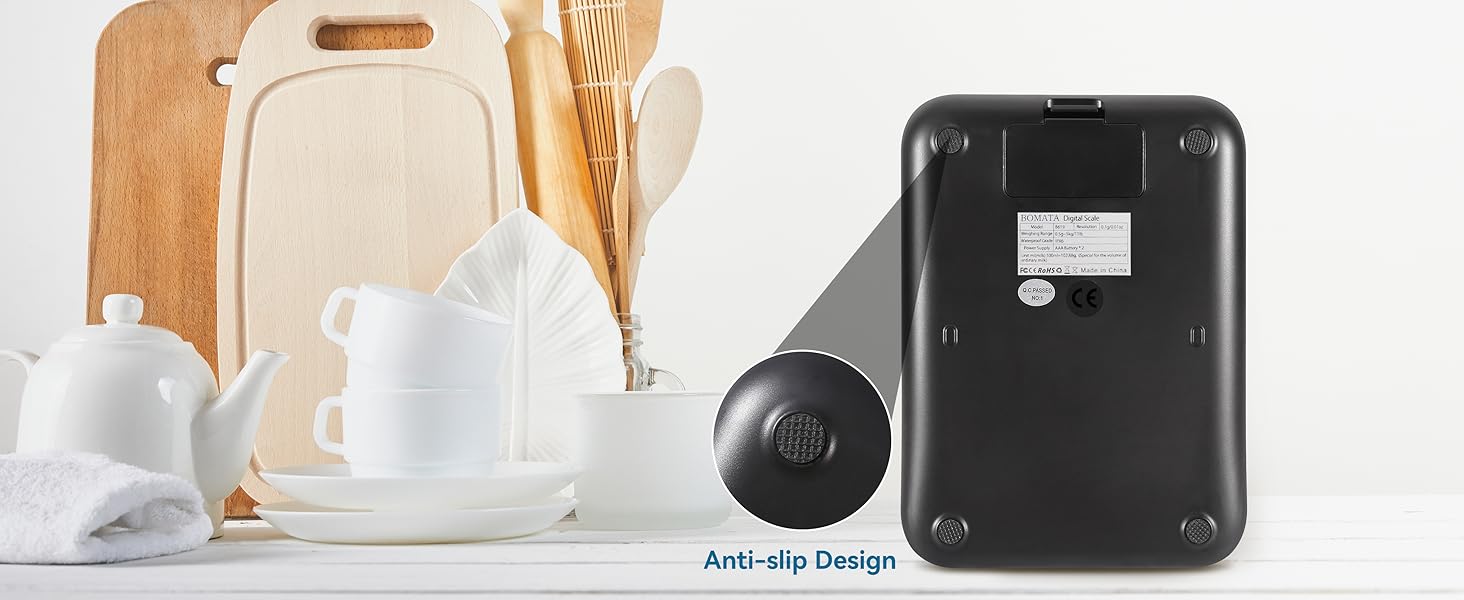 BOMATA Waterproof IPX6 Kitchen Scale, 0.1 g/0.01 oz High Precision, 5 kg/11 lbs, Digital Scale with Backlight, Stainless Steel Weighing Platform, for Food, Cooking, Baking, Weight Loss.. B619, Grey