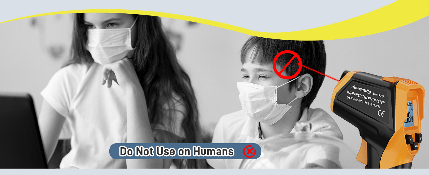 Infrared Thermometer Laser Temperature Gun -58℉ to 1112℉,with Cal Calibration and Adjustable Emissivity,Min& Max Measure,for Cooking,Oven,Meat Food,HVAC,Appliance（Yellow）