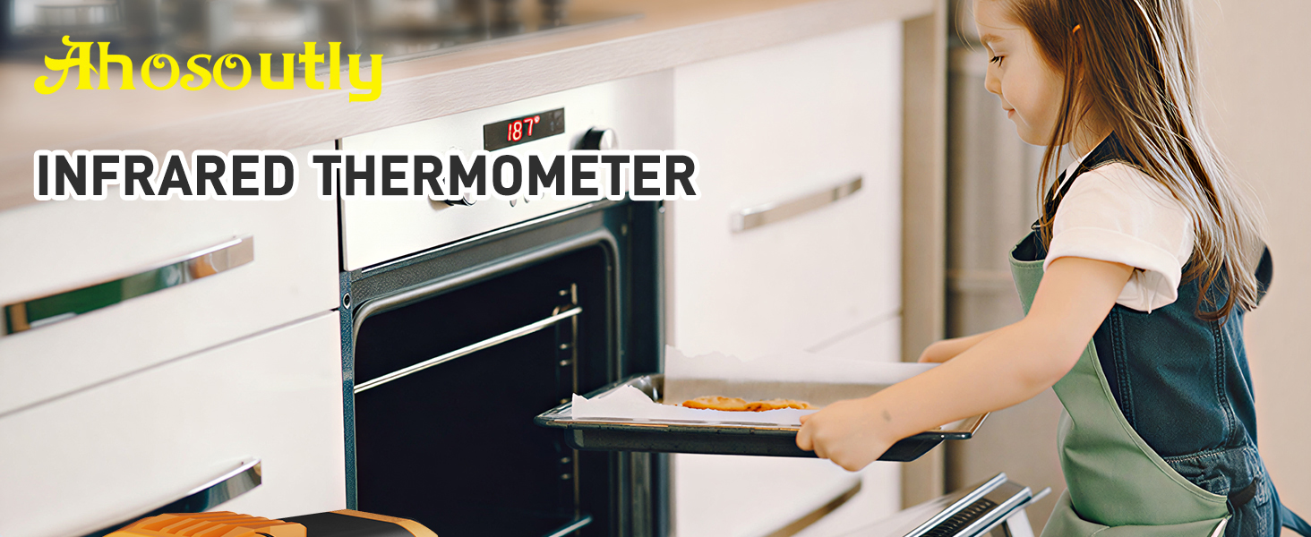 Infrared Thermometer Laser Temperature Gun -58℉ to 1112℉,with Cal Calibration and Adjustable Emissivity,Min& Max Measure,for Cooking,Oven,Meat Food,HVAC,Appliance（Yellow）