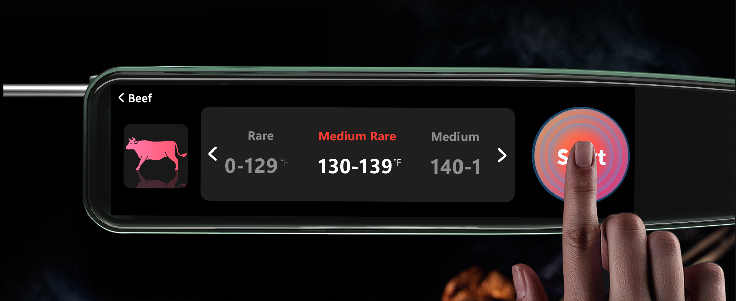 0.5s Instant Read Smart Meat Thermometer Digital, 3.8″ HD Touchscreen with Temp-OS, Professional Kitchen Food Thermometer for Cooking, Grill, BBQ | ±0.5°F, −58–572°F, IP68, USB-C Rechargeable