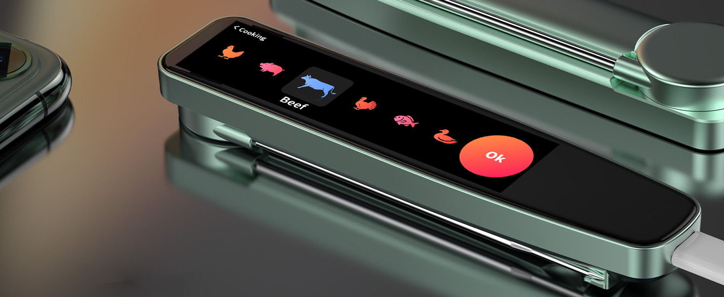 0.5s Instant Read Smart Meat Thermometer Digital, 3.8″ HD Touchscreen with Temp-OS, Professional Kitchen Food Thermometer for Cooking, Grill, BBQ | ±0.5°F, −58–572°F, IP68, USB-C Rechargeable