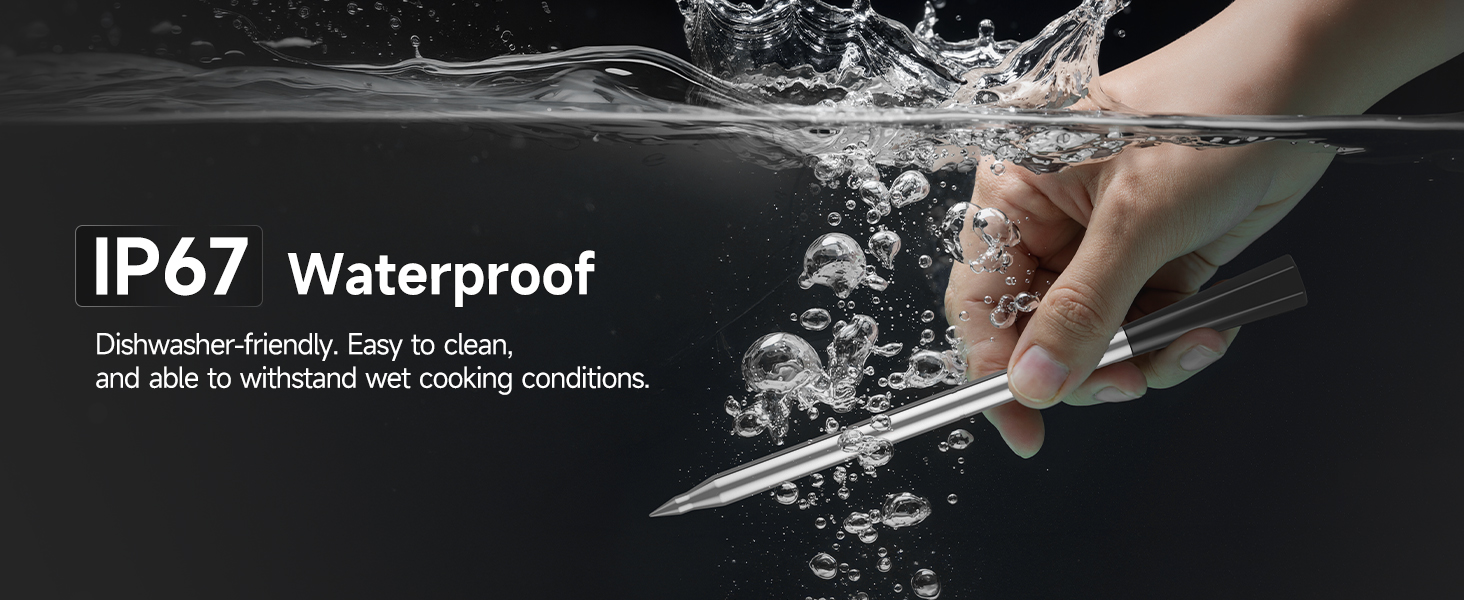 Smart Wireless Meat Thermometer Digital, 2 Probes, Advanced Bluetooth Food Thermometer for Cooking, IP67, Real-Time Monitoring & Smart Alerts with APP for BBQ, Grill, Oven, Smoker, Kitchen Gifts