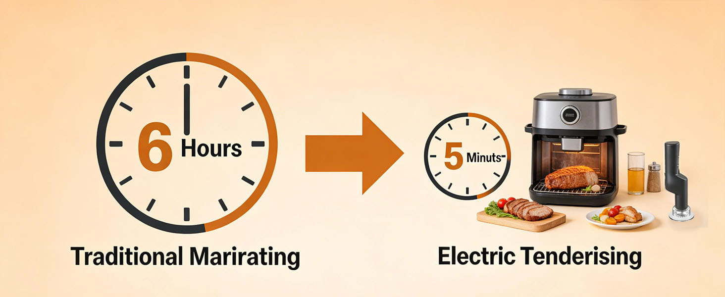 YOTAN Electric Meat Tenderizer for Steak, 3 Speed Powerful Motor, Tenderizes Tough Meat in Seconds, Stainless Steel Tender Head, Safe One-Press Design, Easy to Clean, for Beef Pork Chicken BBQ