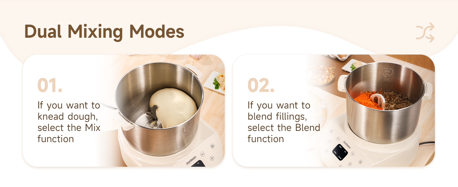 Joydeem Electric Dough Maker, 9.5Qt with Winter & Summer Fermentation, Dual Functions (MIX for Dough/Kneading, BLEND for Filling) - Ideal for Bread, Pizza, Roti, Dumplings, Sourdough, HMJ-A901