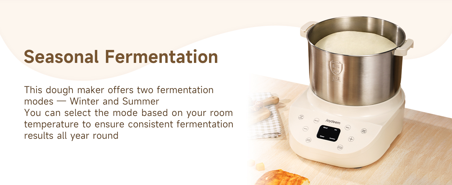 Joydeem Electric Dough Maker, 9.5Qt with Winter & Summer Fermentation, Dual Functions (MIX for Dough/Kneading, BLEND for Filling) - Ideal for Bread, Pizza, Roti, Dumplings, Sourdough, HMJ-A901