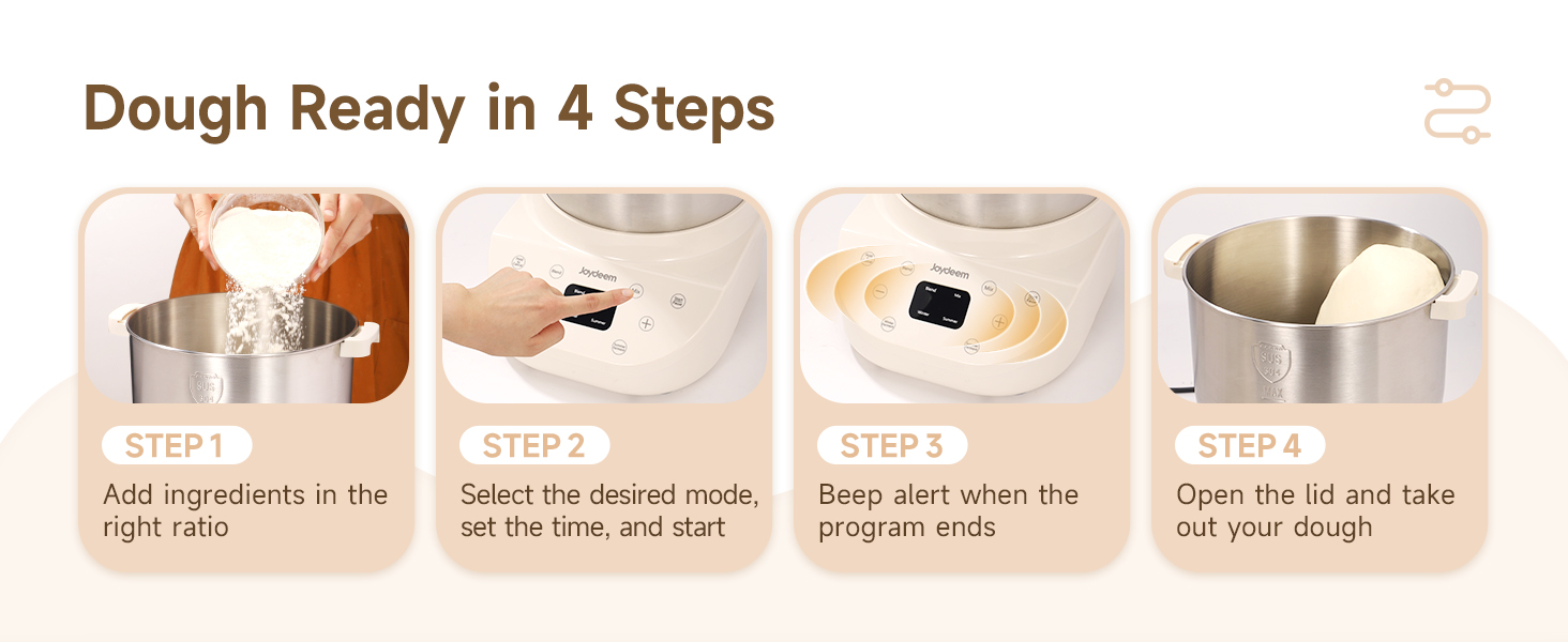 Joydeem Electric Dough Maker, 9.5Qt with Winter & Summer Fermentation, Dual Functions (MIX for Dough/Kneading, BLEND for Filling) - Ideal for Bread, Pizza, Roti, Dumplings, Sourdough, HMJ-A901