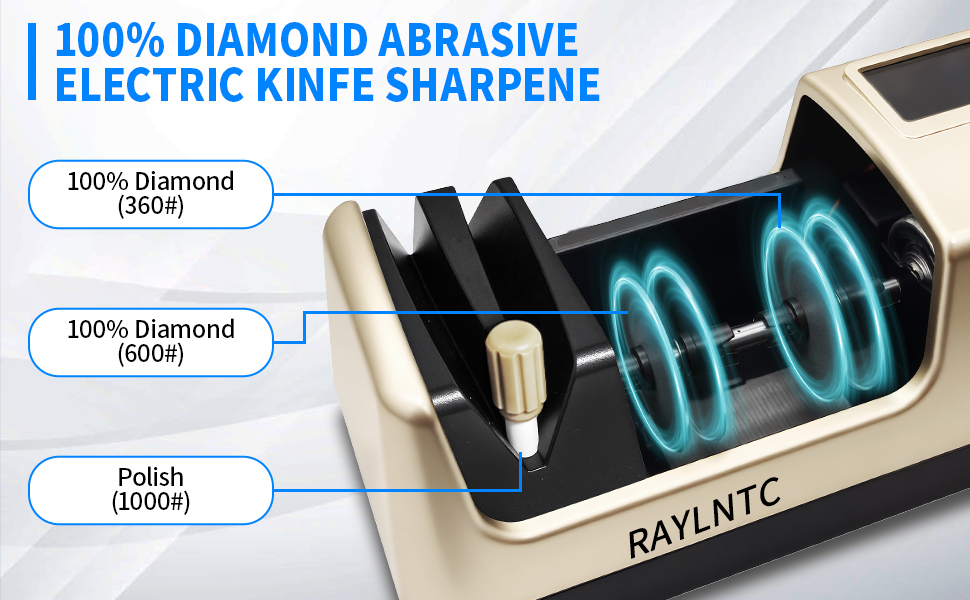 Professional 5-in-1 Electric Knife Sharpener with LCD Display,Scissor Sharpener with 3-Speed & 100% Diamond Abrasives - Precision Angle Guides for Straight, Serrated, Cleaver & Kitchen Scissors