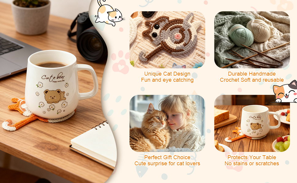 Coasters Set of 4,Stocking Stuffers for Women,Cute Coffee Coaster for Home Decor for Kinds Cups,Teen Girl Gifts Trendy Stuff,Birthday Gifts for Women,Mom,Her,Friends,Coworkers, Wife, Daughter, Sister