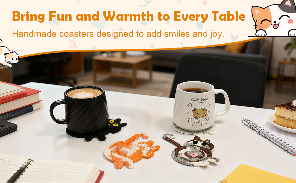 Coasters Set of 4,Stocking Stuffers for Women,Cute Coffee Coaster for Home Decor for Kinds Cups,Teen Girl Gifts Trendy Stuff,Birthday Gifts for Women,Mom,Her,Friends,Coworkers, Wife, Daughter, Sister