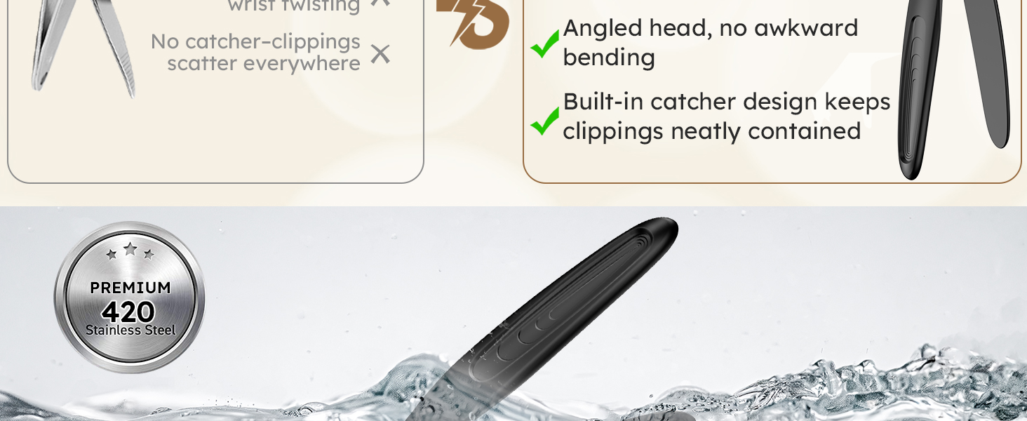 Upgrade Extended Toenail Clippers for Thick Toenails, Long Handled Nail Clippers for Seniors, Large Fingernail Clipper Angled Head with Catcher, Ergonomic Wide Opening Heavy Duty Cutter for Men Women