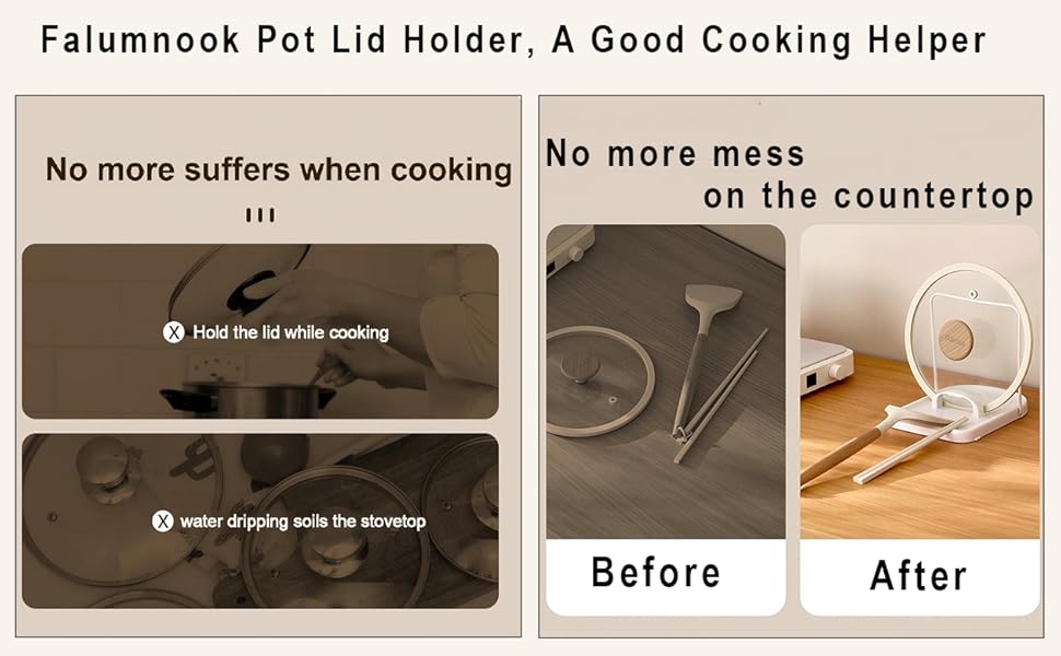 Foldable Pot Lid Holder & Spoon Rest - ABS with Stainless Steel, Non-Slip Silicone Base, Holds Lids & Utensils, Dishwasher Safe, Space-Saving Kitchen Organizer for Countertop