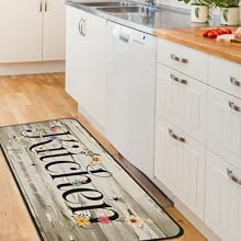 Kitchen Rugs and Mats Non Slip, Farmhouse Floral Kitchen Mats for Floor, Machine Washable Comfort Cushioned Soft Faux Wool Runner Rugs for Sink, Laundry Room, Office, Hallway, 20