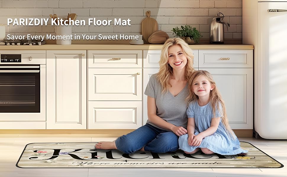 Kitchen Rugs and Mats Non Slip, Farmhouse Floral Kitchen Mats for Floor, Machine Washable Comfort Cushioned Soft Faux Wool Runner Rugs for Sink, Laundry Room, Office, Hallway, 20