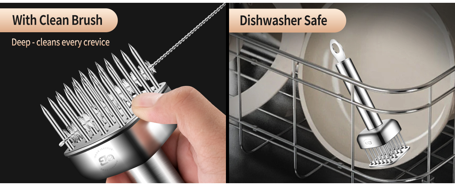 316 Stainless Steel Meat Tenderizer Tool, 24 Sharp Needles, BOMANSI BOMS Steak Tenderizer, Tenderizing Steak, Beef, Chicken, Pork, Barbecue, Marinating, Chicken Tenderizer with free cleaning brush