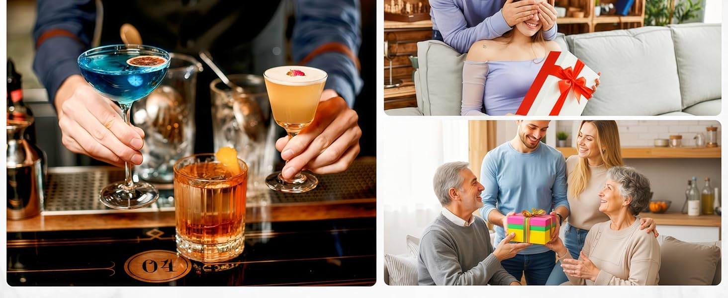 Cocktail Shaker Set Bartender Kit,Professional Bar Set, Martini Shaker, Jigger, Strainer, Mixer Spoon, Muddler, Liquor Pourers Ideal Bar Accessories for Home, Gift for Christmas, Birthday, Beginners