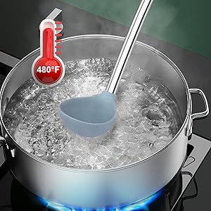 8PCS Kitchen Utensils Set, Vayvnt Heat Resistant Silicone Utensils Set for Cooking, Non Scratch Spatula Spoons for Non Stick Pan, Large Kitchen Cooking Tools, Metal Long Handle&Dishwasher Safe, Blue