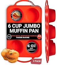 2-Pack Silicone Muffin Pan for Baking with Metal Reinforced Frame -12 Cup Regular Size Cupcake Pan, BPA Free Silicone Muffin Tray - Cupcake Baking Pan Molds for Oven & Dishwasher Safe