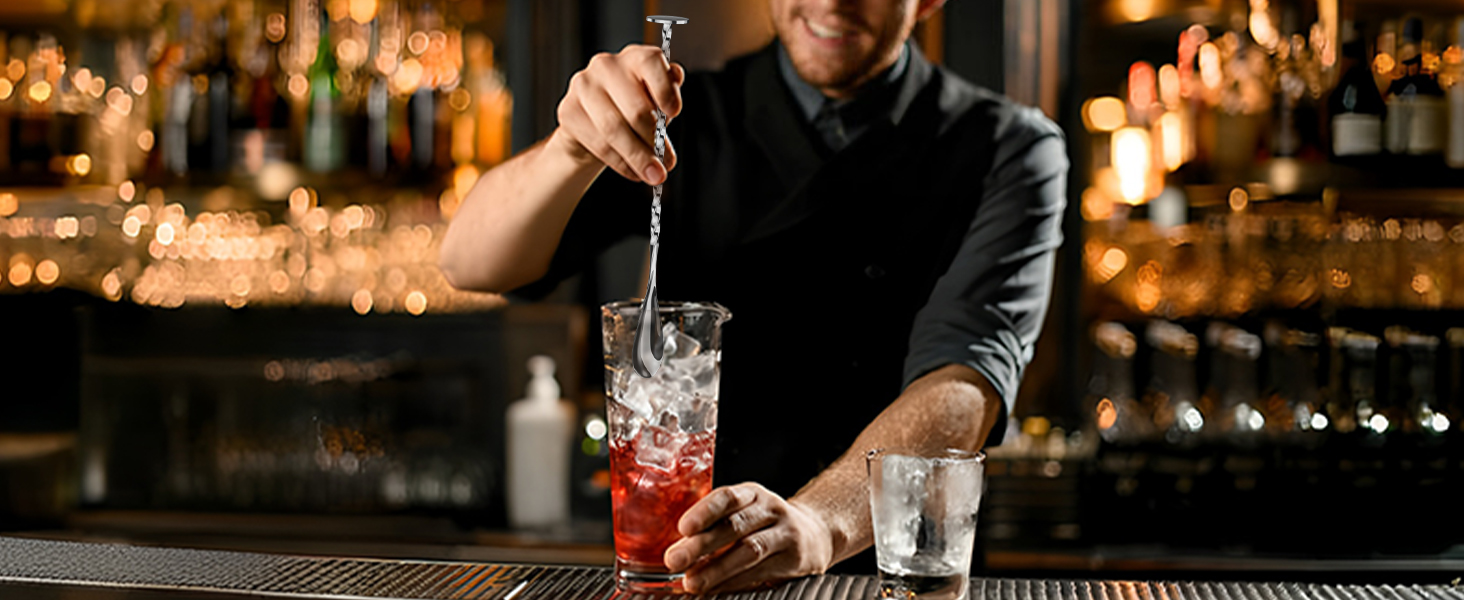 IOV Mixology Bartender Kit Bar Set with Stand | 17-Piece Cocktail Shaker Set | 28oz Boston Shaker Drink Mixer Set with All Essential Accessory Tools | Fun Housewarming Gift (Silver)