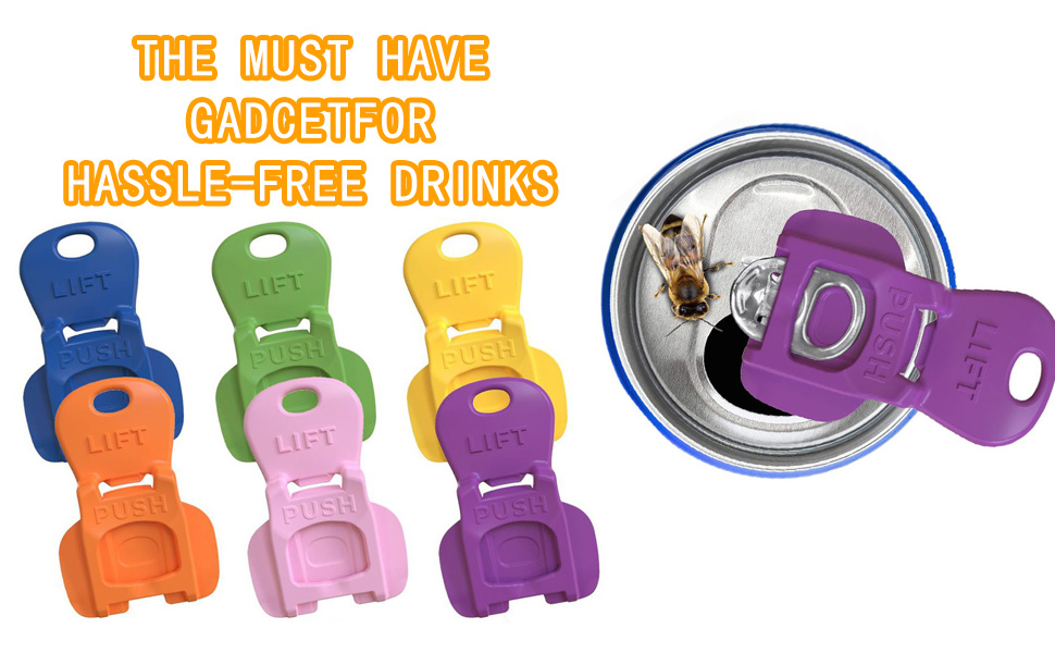6PCS Colorful Can Tab Openers & Leak-Proof Drink Covers – One-Hand Soda Can Opener and Reusable Protector Caps for Coke, Beer, Soda, and Aluminum Cans