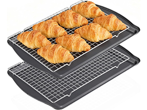 Baking Sheet Set of 3, Stainless Steel Cookie Sheets Baking Sheet Pan, 10.5/12.4/16 Inch, Thicker and Firmer Baking Pans Set, Non-stick, Non toxic & Heavy Duty & Easy Clean，Dishwasher Safe