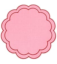 Whaline Pink Red Placemats Embroidered Scalloped Kitchen Place Mats for Wedding Baby Shower Party Home Dining Table Decor, Set of 6, 13 x 19 in