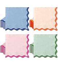 Whaline Pink Red Placemats Embroidered Scalloped Kitchen Place Mats for Wedding Baby Shower Party Home Dining Table Decor, Set of 6, 13 x 19 in