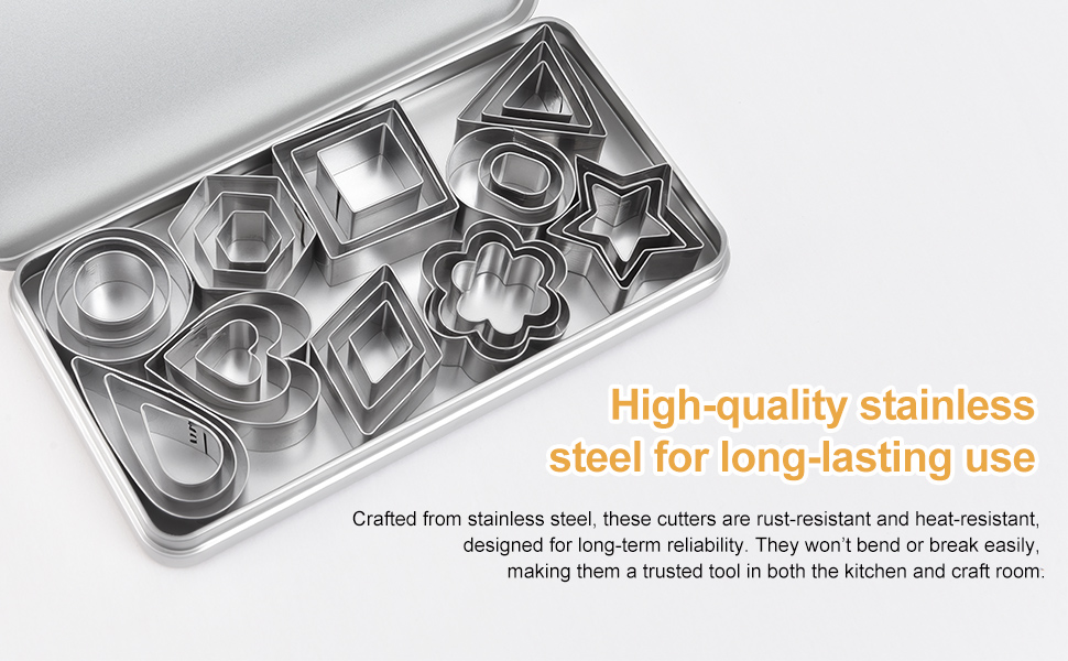 30PCS Mini Cookie Cutters Shapes Set with Box for Kids, Small Stainless Steel Star Triangle Cookie Cutter Variety Pack, for Tiny Polymer Clay, Fruit