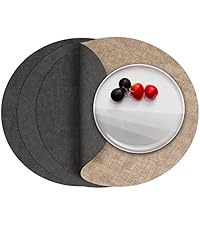 Placemats Set of 6, Vinyl Woven Place Mats Indoor Set of 6 Washable Wipeable PVC Table Mats Heat-Resistant Non Slip Placemat for Kitchen Dining Outdoor Table (Beige Light Brown, Set of 6)