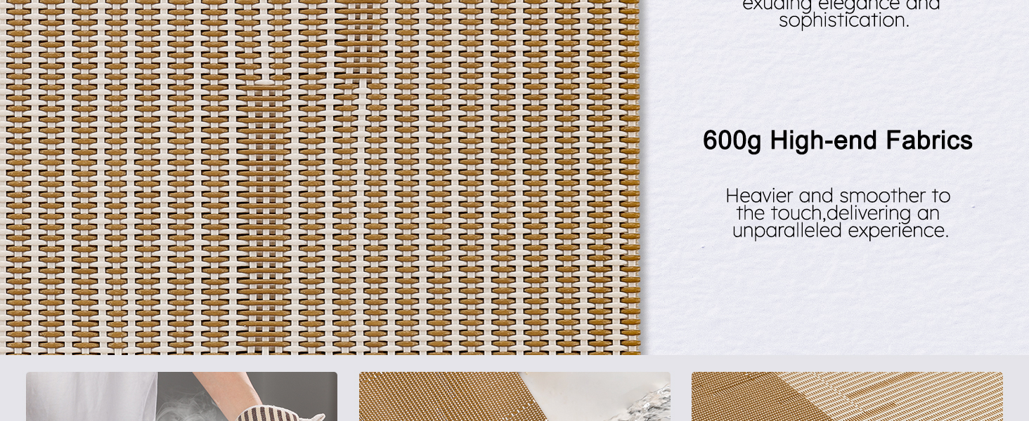 Placemats Set of 6, Vinyl Woven Place Mats Indoor Set of 6 Washable Wipeable PVC Table Mats Heat-Resistant Non Slip Placemat for Kitchen Dining Outdoor Table (Beige Light Brown, Set of 6)