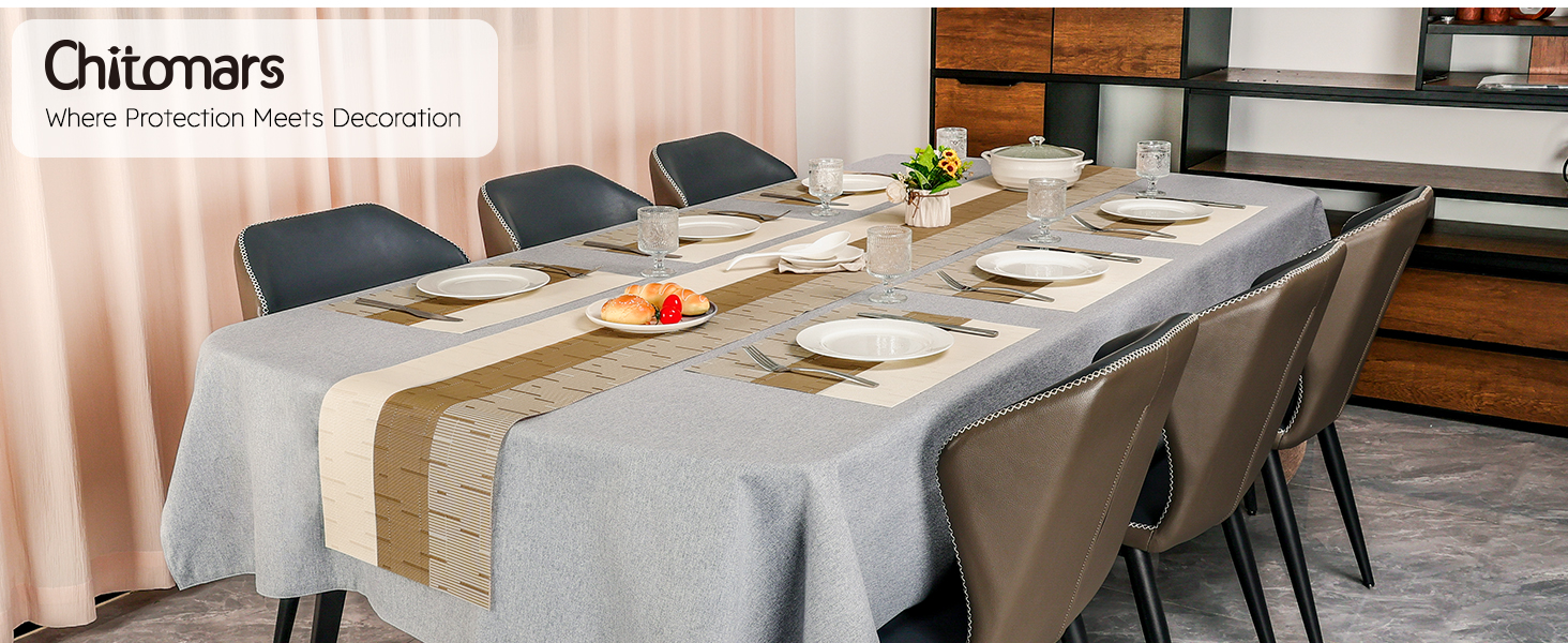 Placemats Set of 6, Vinyl Woven Place Mats Indoor Set of 6 Washable Wipeable PVC Table Mats Heat-Resistant Non Slip Placemat for Kitchen Dining Outdoor Table (Beige Light Brown, Set of 6)