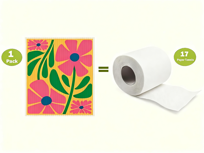 6 Packs Swedish Paper Cloths for Kitchen, Reusable Paper Towels Washable Dish Rags, Highly Absorbent Kitchen Towels Quick Drying Swedish Sponge Cleaning Dish Cloths (Lily Floral)