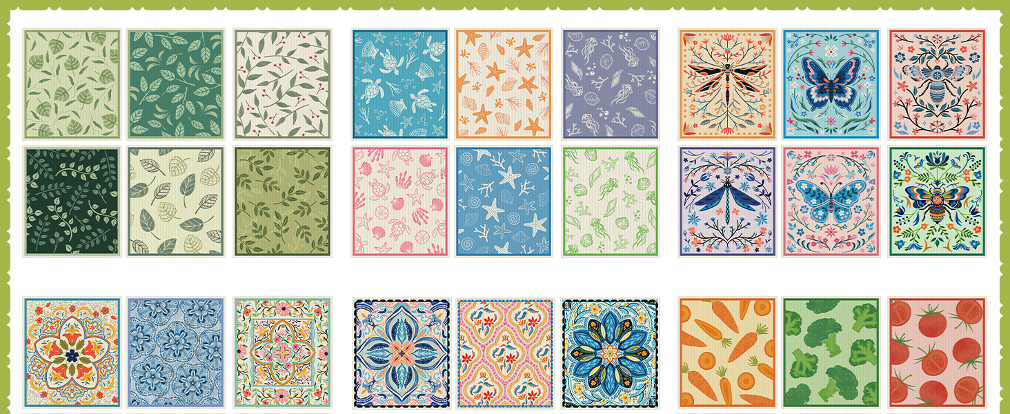 6 Packs Swedish Paper Cloths for Kitchen, Reusable Paper Towels Washable Dish Rags, Highly Absorbent Kitchen Towels Quick Drying Swedish Sponge Cleaning Dish Cloths (Lily Floral)