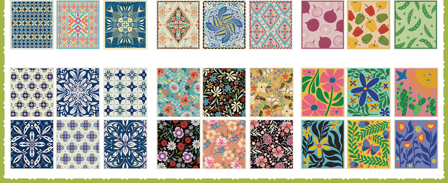 6 Packs Swedish Paper Cloths for Kitchen, Reusable Paper Towels Washable Dish Rags, Highly Absorbent Kitchen Towels Quick Drying Swedish Sponge Cleaning Dish Cloths (Lily Floral)