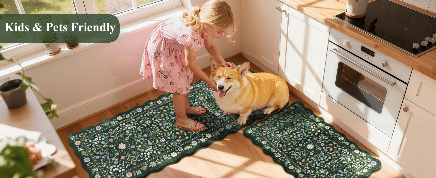 Yamaziot Anti Fatigue Kitchen Rugs Set of 3 - Boho Non Slip Waterproof Kitchen Mats for Floor, Boho Runner Rug for Kitchen Floor, Laundry, Office, 17.3