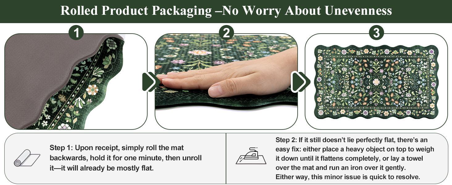 Yamaziot Anti Fatigue Kitchen Rugs Set of 3 - Boho Non Slip Waterproof Kitchen Mats for Floor, Boho Runner Rug for Kitchen Floor, Laundry, Office, 17.3